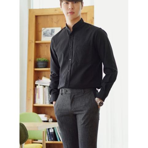 Áo sơ mi nam dài tay cổ trụ