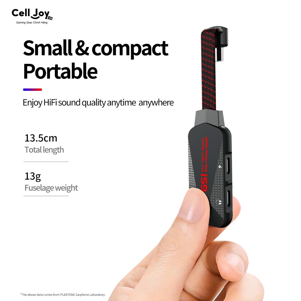 Cáp chia tai nghe hỗ trợ sạc nhanh 27W Type C to 3.5mm Sound Card Plextone GS1 3in1 Mark II cho điện thoại, tablets