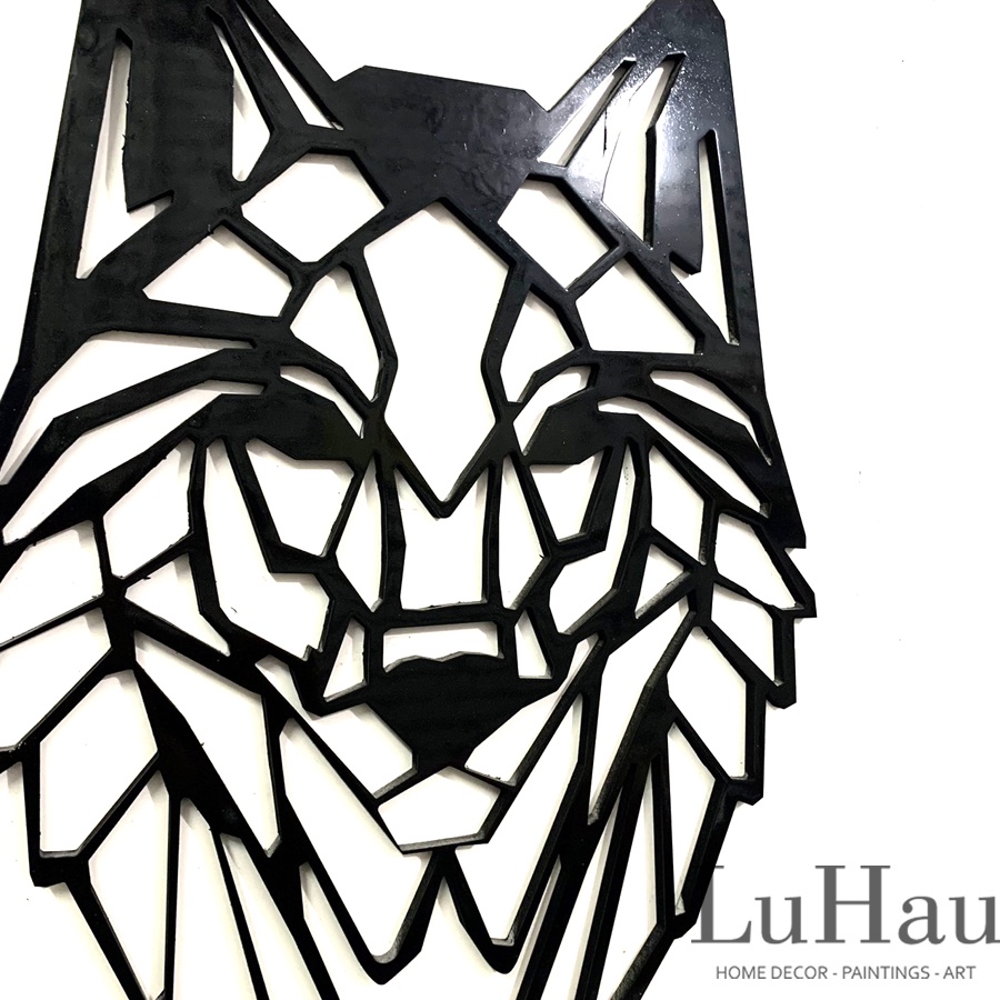 Tranh dán tường 3D phong cách hiện đại trang trí nhà và quán trà sữa hình chó sói ấn tượng