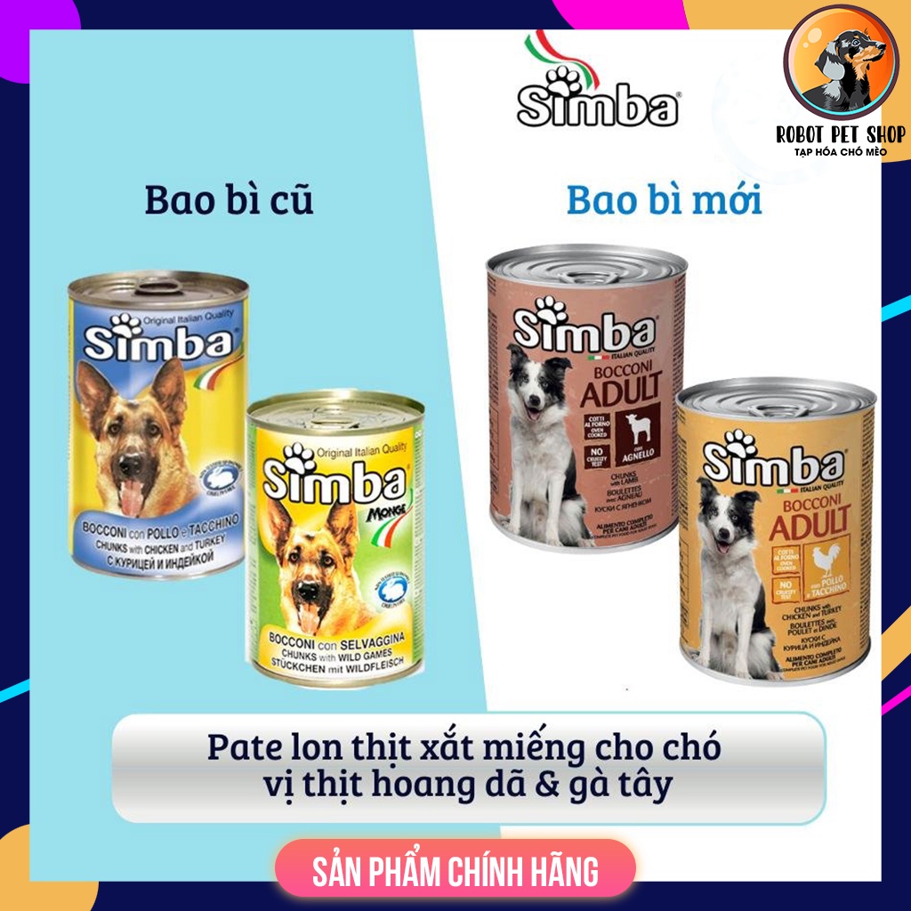 (415g) Thức ăn ướt cho chó giá rẻ Simba Chunks với gà &amp; gà tây - ROBOT PETSHOP