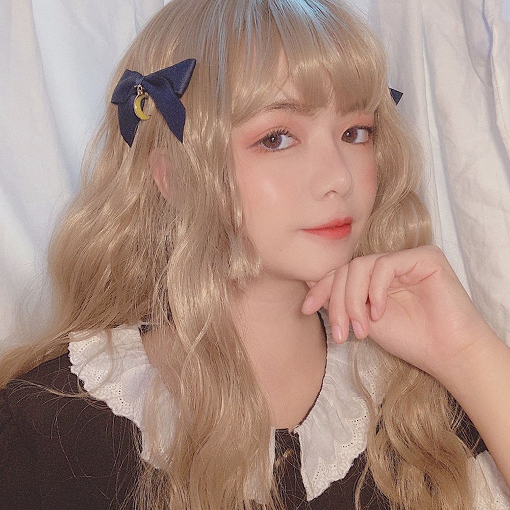 Kẹp Tóc Vải Hình Hoa Anh Đào / Mặt Trăng / Nơ Nhiều Màu Sang Trọng Phong Cách Lolita Hàn Quốc