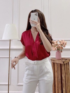 Áo lụa cổ V