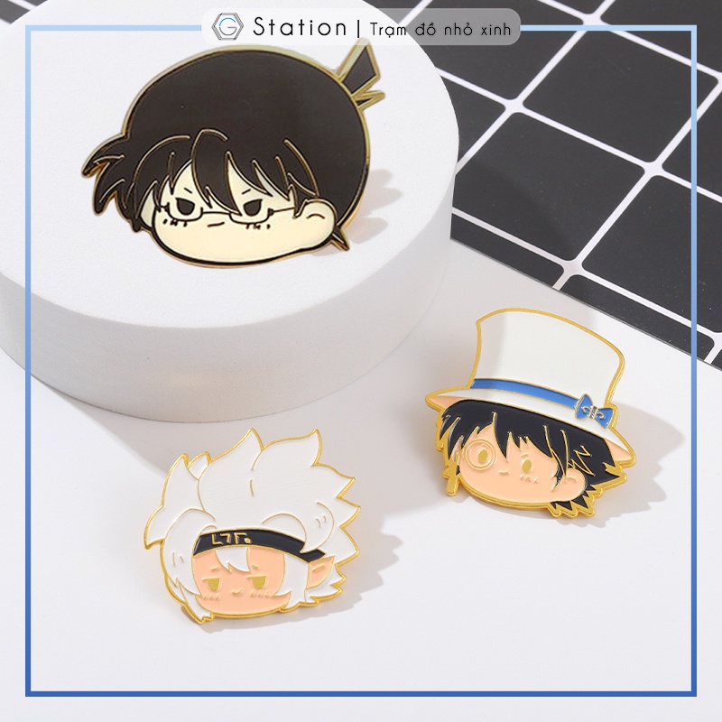 Pin cài áo manga anime Thám tử lừng danh Conan nhân vật Kaito Kid x Conan - GC480