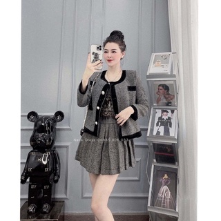 Set ÁO KHOÁC DẠ PHA VIỀN NHUNG