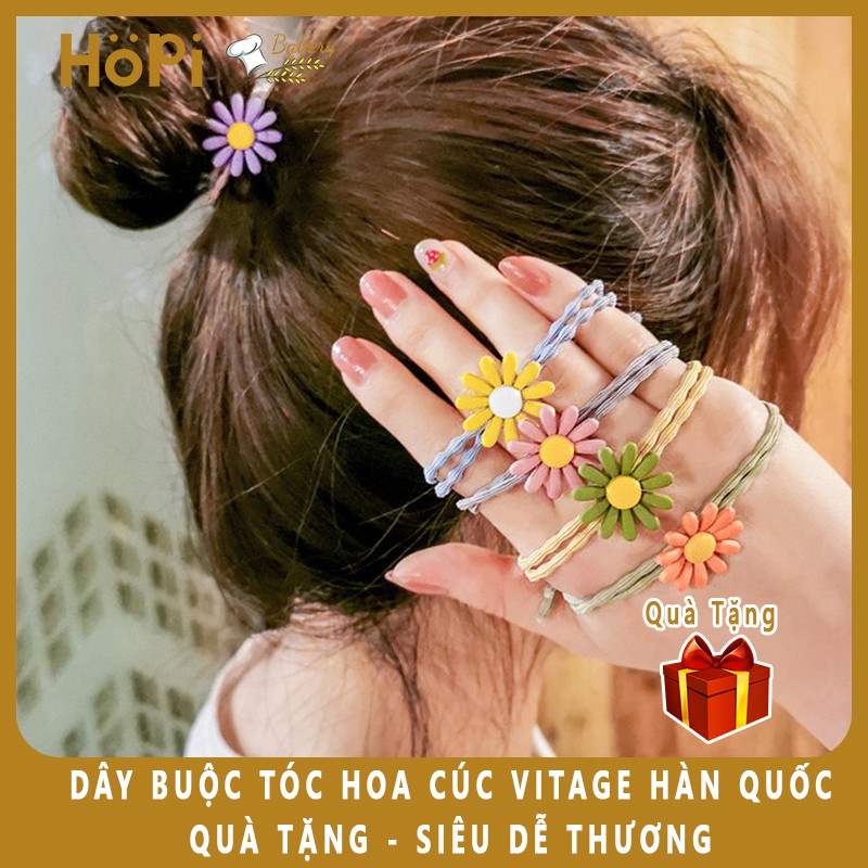 Dây Buộc Tóc Hoa Cúc Phong Cách Vintage Hàn Quốc Nhiều Màu Sắc Siêu Dễ Thương - Quà Tặng Cho KH Nhà Hopi