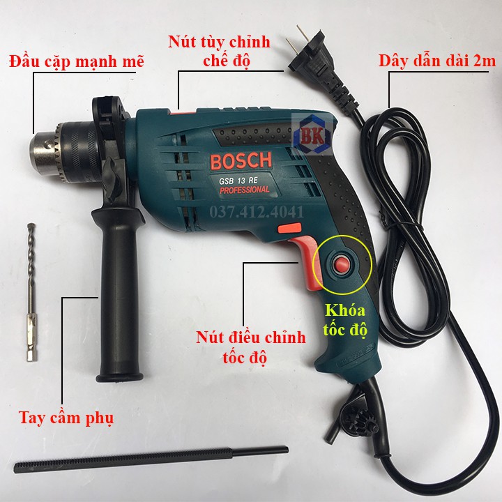 Máy Khoan Bosch GSB 13 Re , Khoan tường, bê tông, khoan sắt, khoan gỗ 13 ly