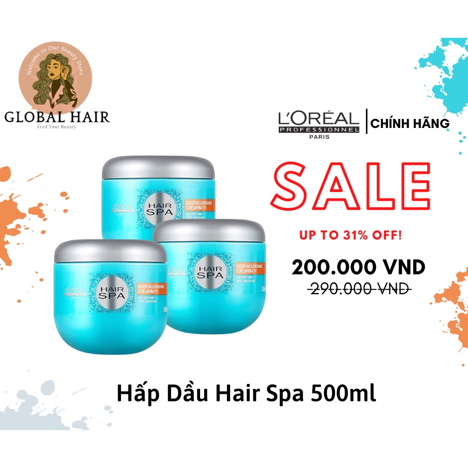 Dầu hấp chăm sóc cấp ẩm cho tóc khô Loreal Professionnel Hair Spa 500ml - Global Hair
