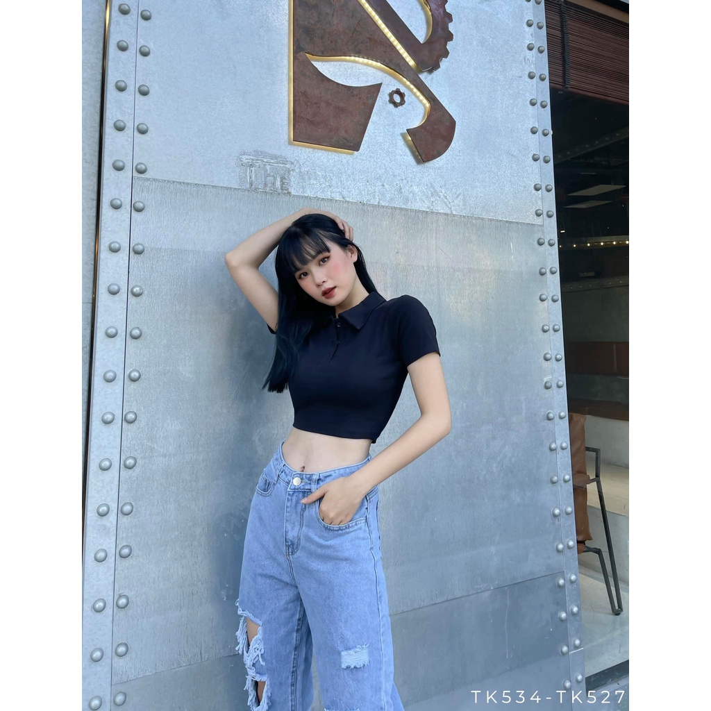 Áo Crop Polo Nữ (Thun Xịn) Hàng Thiết Kế Thời Trang Nữ - Emilyshop