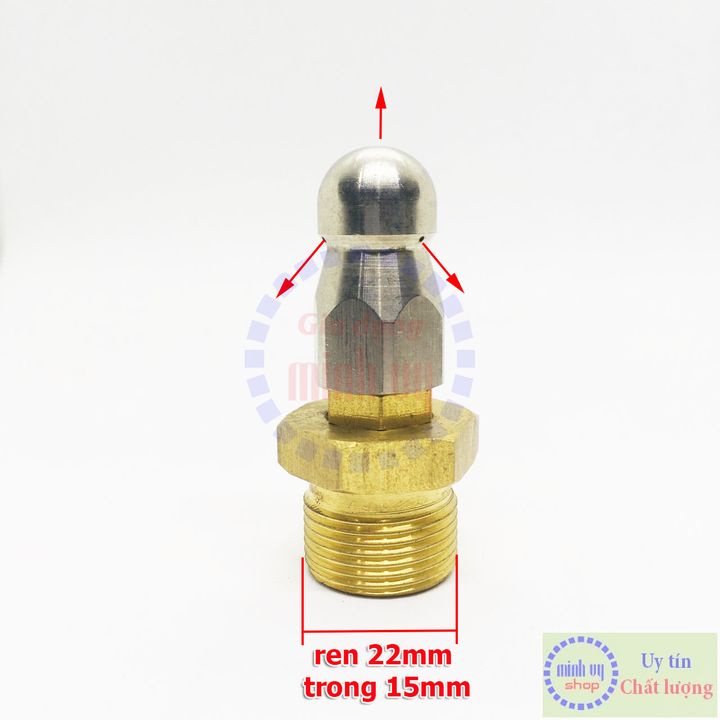 Béc phun thông tắc cống - Bec phun inox ren 1/4 icnh : 1 trước 3 sau