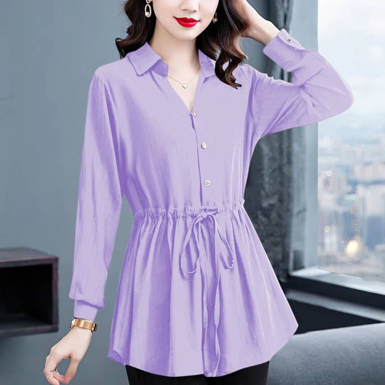 Áo Sơ Mi Chiffon Cổ Đứng Dáng Rộng Tay Dài Phong Cách Hàn Quốc Thời Trang Mùa Thu 2022 Hàng Có Sẵn 24 Giờ Dành Cho Bạn Nữ Áo Sơ Mi Tay Dài Dễ Phối Đồ