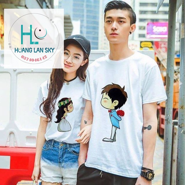 Set 2 áo, ÁO CẶP ÁO ĐÔI ĐỒ ĐÔI DỄ THƯƠNG CHIBI CÔ DÂU CHÚ RỂ ĐÁNG YÊU