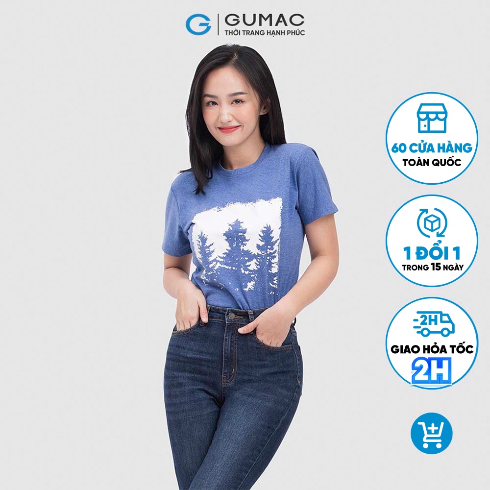 Áo thun nữ in họa tiết núi rừng thời trang GUMAC ATC04015