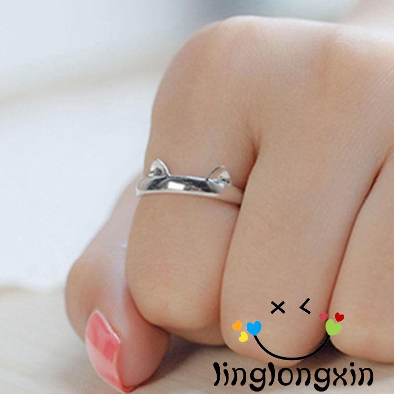 Nhẫn Bạc Hình Tai Mèo Dễ Thương Cho Nữ