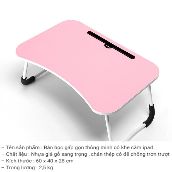 Bàn học có khe cắm điện thoại laptop xếp gọn | BigBuy360 - bigbuy360.vn
