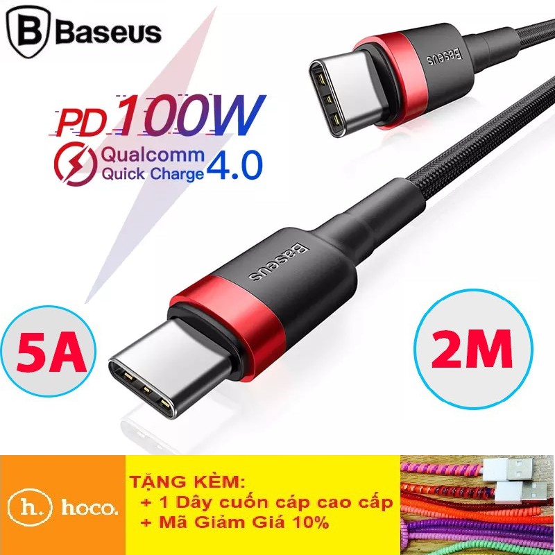 Dây Sạc Baseus Cafule Flash ChargingPD 100W+QC 3.0Sạc Siêu Nhanh Cao Cấp Type-C to Type-C 20V 5A Dài 2M / 2 đầu type c