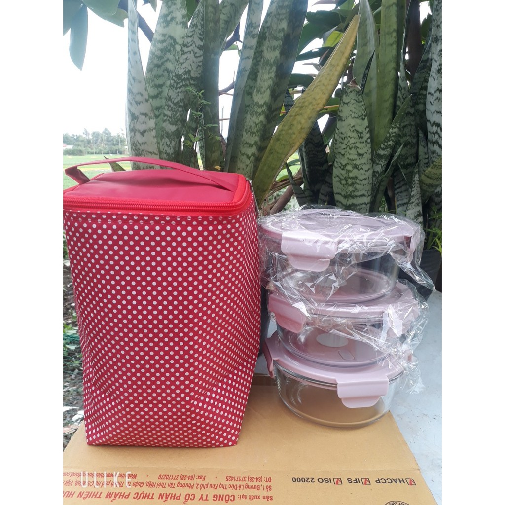 GIÁ SỐC COMBO 3 THỐ THỦY TINH TRÒN 400ML TẶNG KÈM TÚI GIỮ NHIỆT