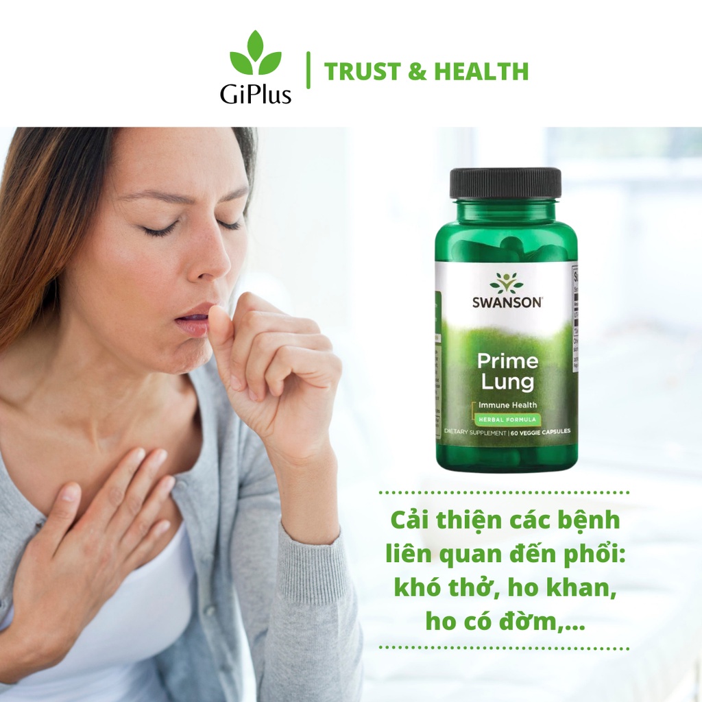 Viên Uống Bổ Phổi, Giảm Ho Hen, Phục Hồi Phổi Swanson Prime Lung