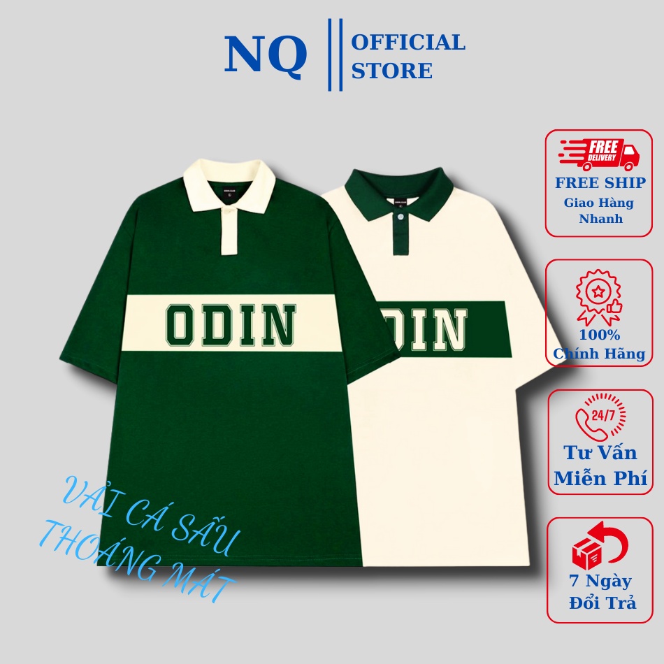áo thun polo form rộng có cổ nam nữ unisex chất cotton cá sấu đẹp in chữ ODIN Đủ size. chất đẹp giá xưởng