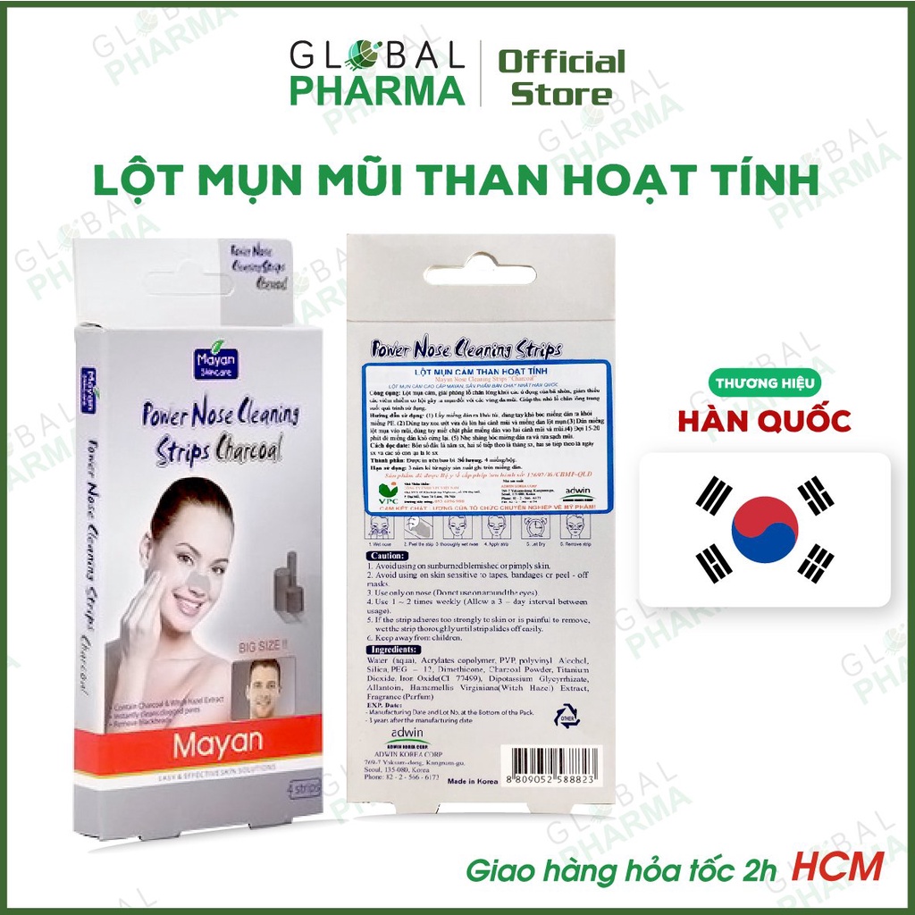 [TH HÀN QUỐC] - Miếng Dán Mũi Lột Mụn Cám Mayan (Hộp 4 Miếng) - Sạch mụn, thu nhỏ lỗ chân lông