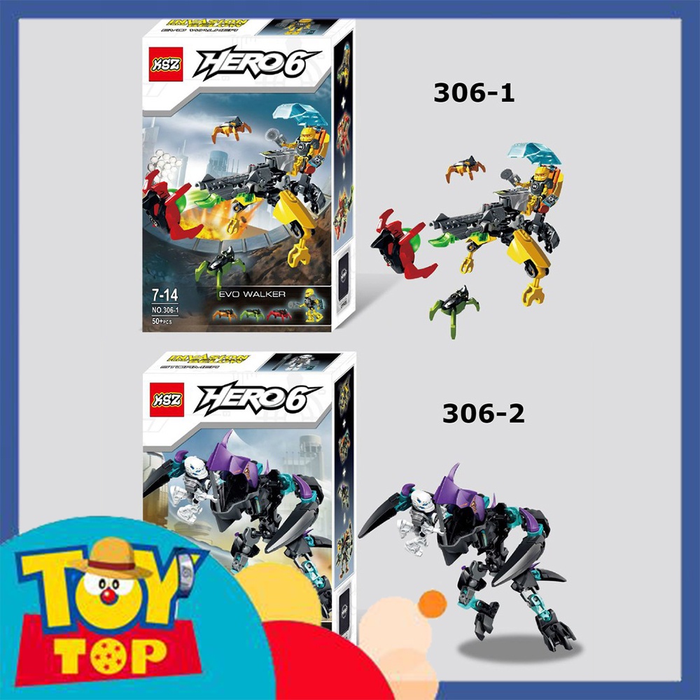 Đồ chơi lắp ráp dạng ghép BIONICLE Robot Hero Factory 6.0 Evo Walker Jaw Beast & Stormer xếp hình KSZ 306