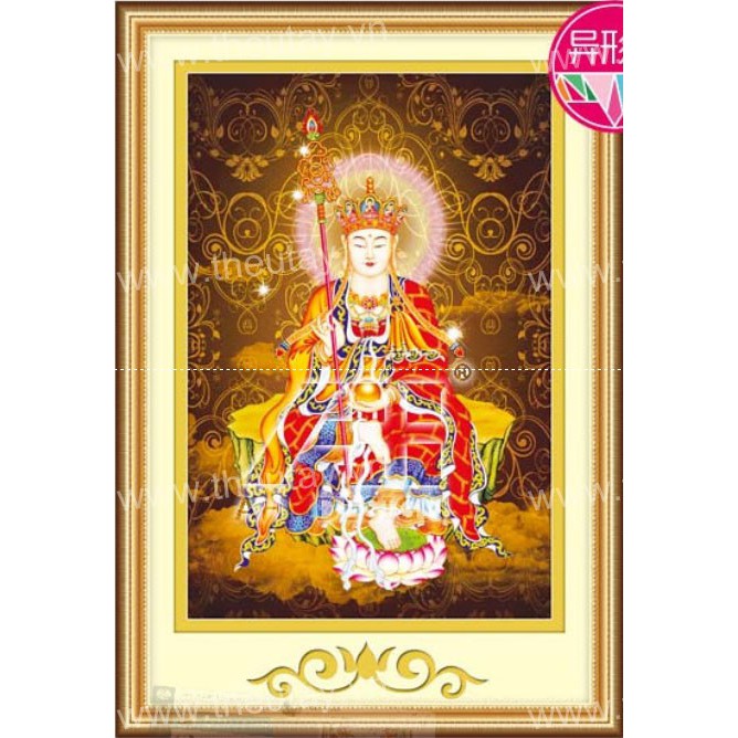 Tranh Thêu Chữ Thập 3D + kết hạt pha lê Địa Tạng Vương Bồ Tát YN2536 (KHÁCH TỰ THÊU) kt:70X90CM