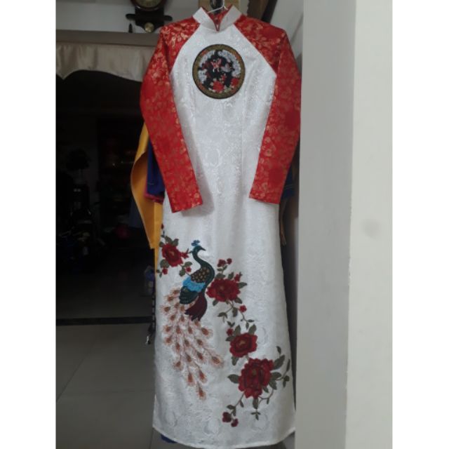 ÁO DÀI CẶP GẤM DÁN RỒNG- PHỤNG