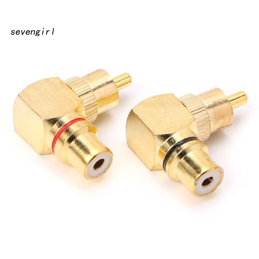 Set 2 Đầu Nối RCA Góc Phải 90 Độ Mạ Vàng