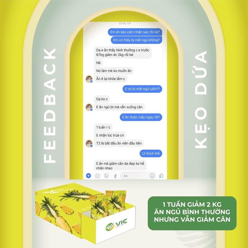 Kẹo dứa plus giảm cân ngọt nước Vic 7 vị