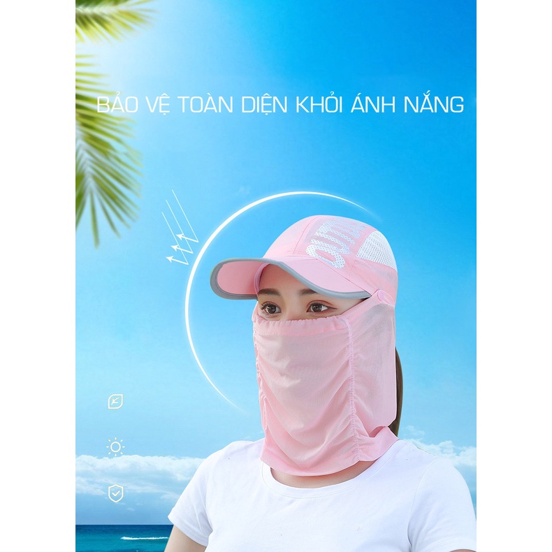 Nón Kết Chống Nắng Toàn Diện Kèm Khăn Che Mặt OD Chống UV