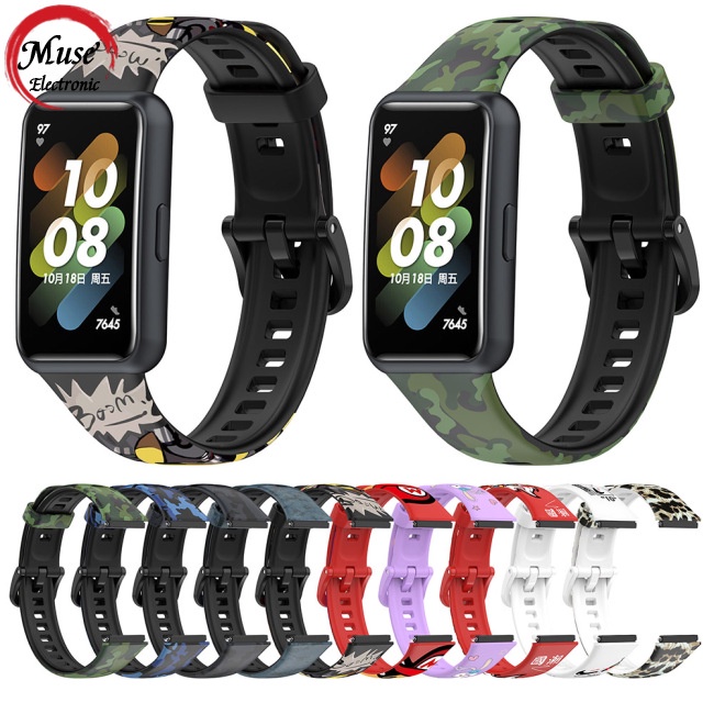 Dây Đeo Thay Thế Chất Liệu Silicon Hoạ Tiết Độc Đáo Cho Huawei Band 7