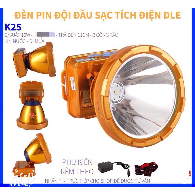 [HÀNG CHUẨN] ĐÈN PIN ĐỘI ĐẦU K25 200W SIÊU SÁNG