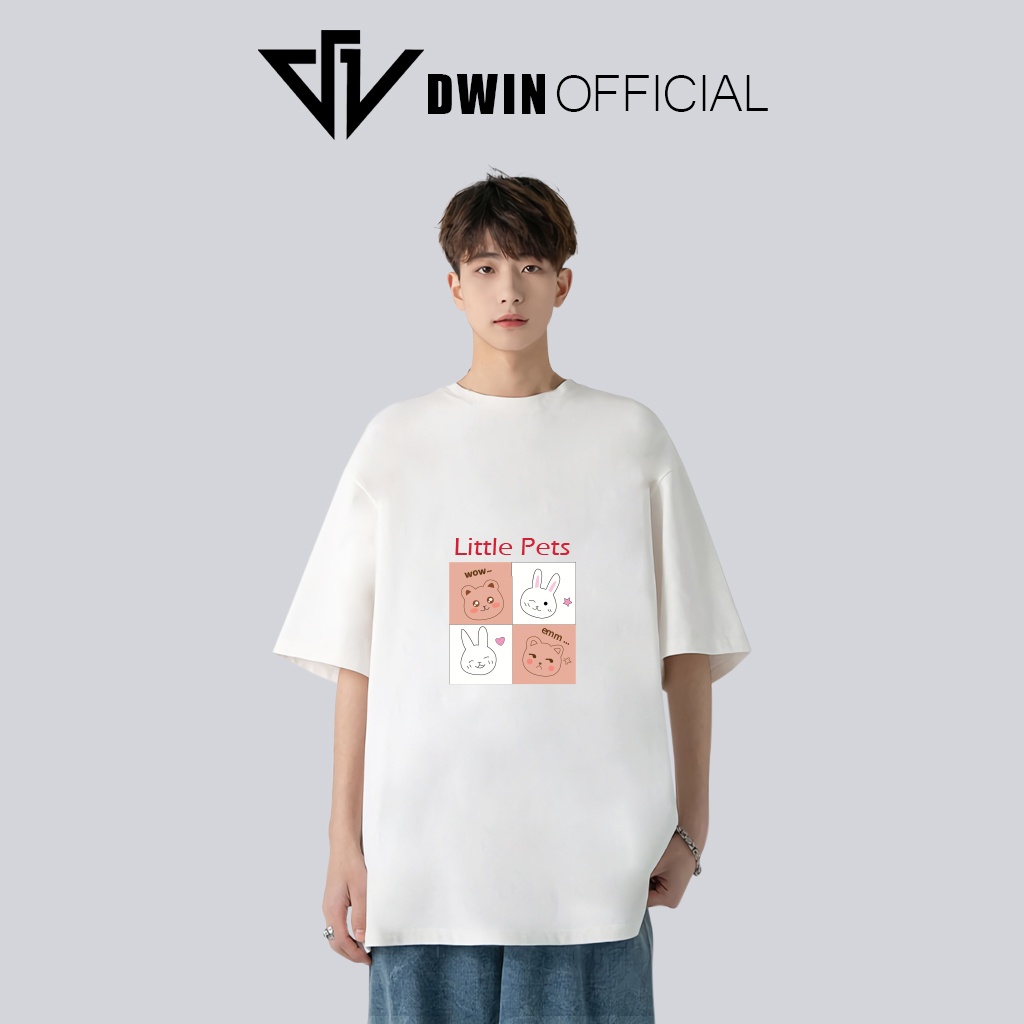 Áo thun unisex hình thỏ thời trang Dwin basic tee phông trơn nam nữ tay lỡ oversize form rộng