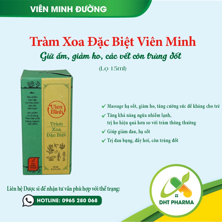 Tràm Xoa Đặc Biệt Viên Minh giúp giữ ấm, giảm ho, các vết côn trùng đốt