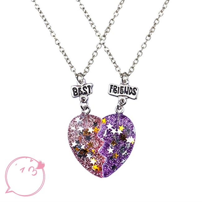 Set 2 Vòng cổ Tình Bạn BFF Hình Trái Tim Cho Cặp Đôi