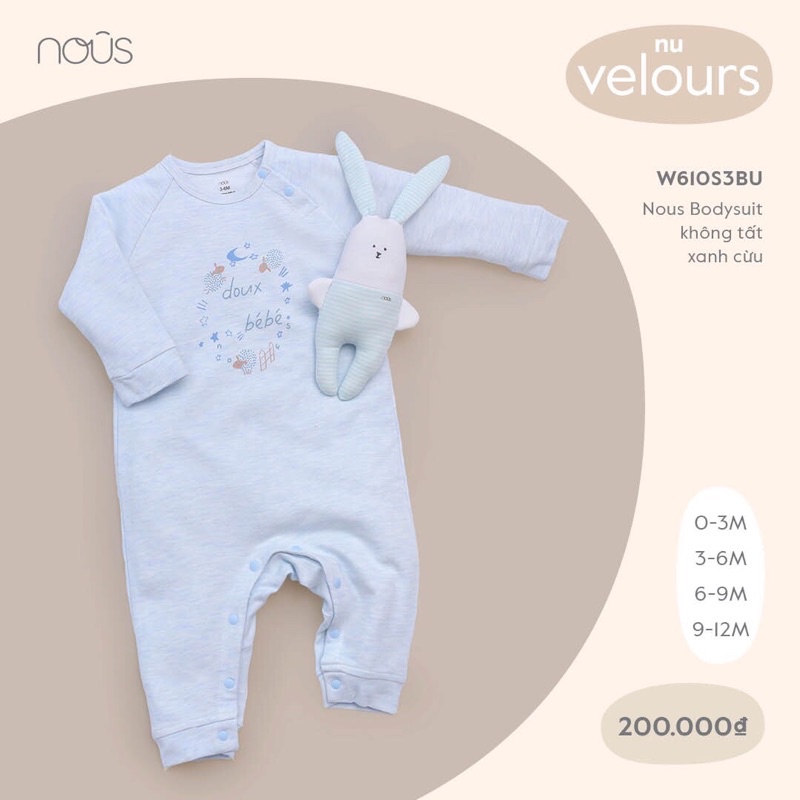 [Nous]Bộ body dài tay cho bé(0-3m đến 9-12m)