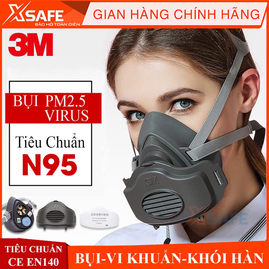 Mặt nạ phòng độc 3M 3200-3744K-3700 - Bộ mặt nạ chống bụi, khói, hơi khí hàn - Chính hãng 3M