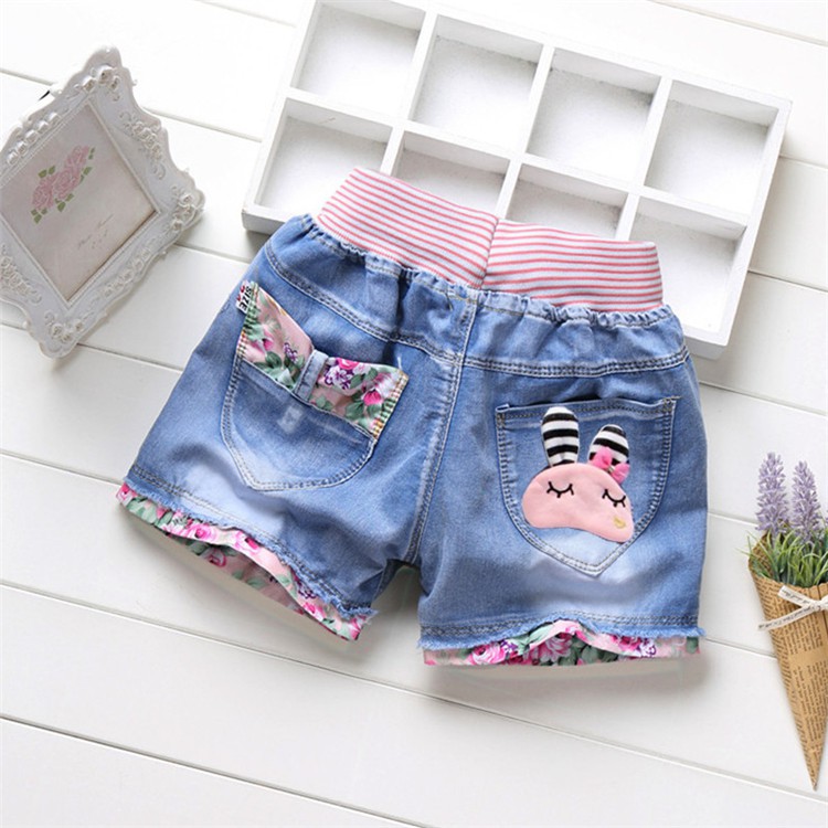 Quần Short Denim Vải Cotton Mỏng Thiết Kế Dễ Thương Cho Bé Gái