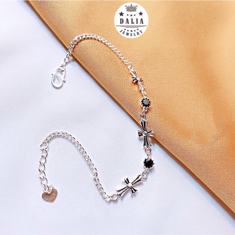 Lắc tay bạc thánh giá chuẩn bạc thật DaLiA Jewelry vòng tay thánh giá lắc tay chữ thập độc đáo