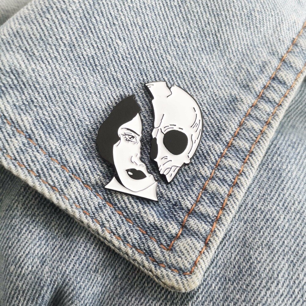 Huy hiệu cài áo QIHE JEWELRY hình đầu lâu phong cách Punk độc đáo cá tính
