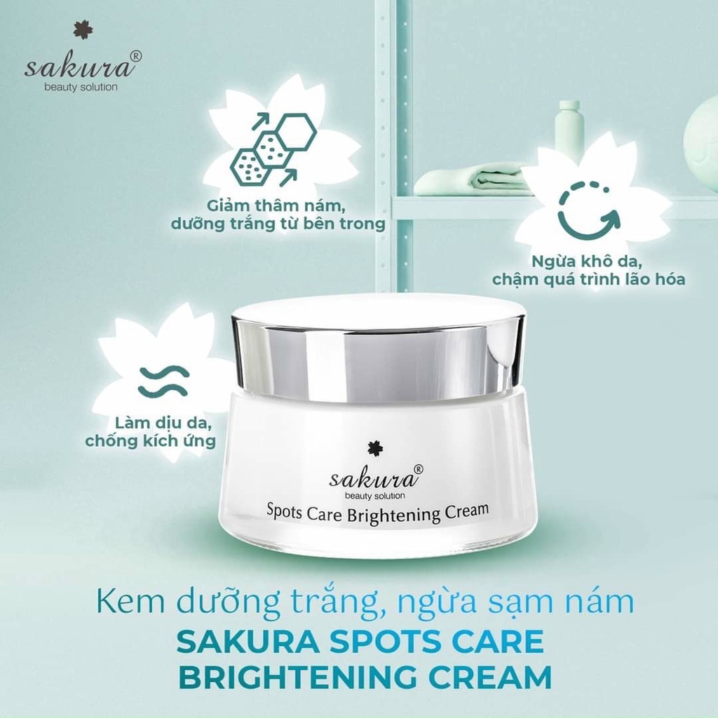 Kem dưỡng trắng ngừa sạm nám Sakura Spots Care Brightening Cream Nhật Bản - Da trắng hồng không tì vết