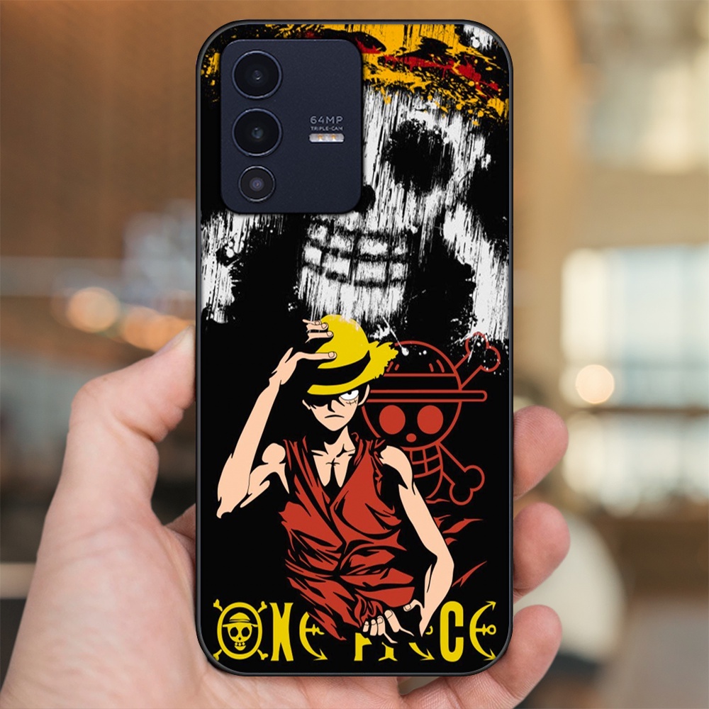 Ốp lưng Vivo V23 5G viền đen in hình Luffy One Piece