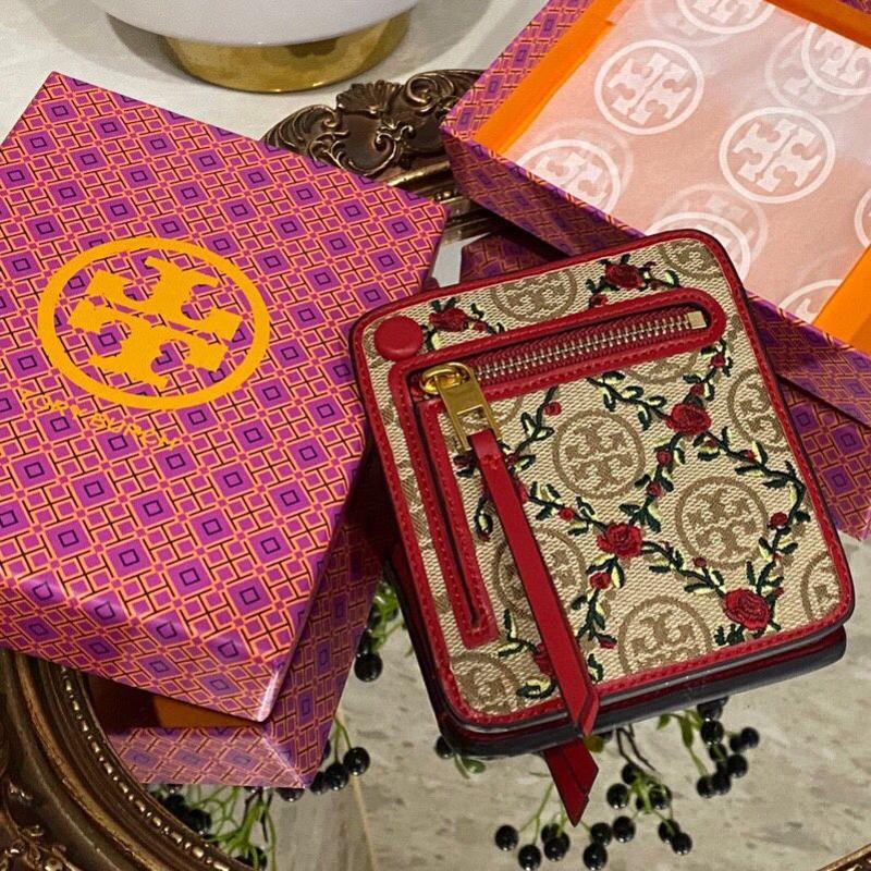 Tb Tory Burch Thêu Vintage Ngắn Ví Ly Hợp Nữ Đựng Thẻ
