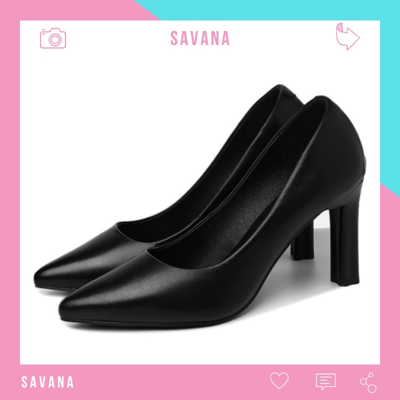 giày cao gót mũi nhọn 5 phân da mờ Savana GCG05