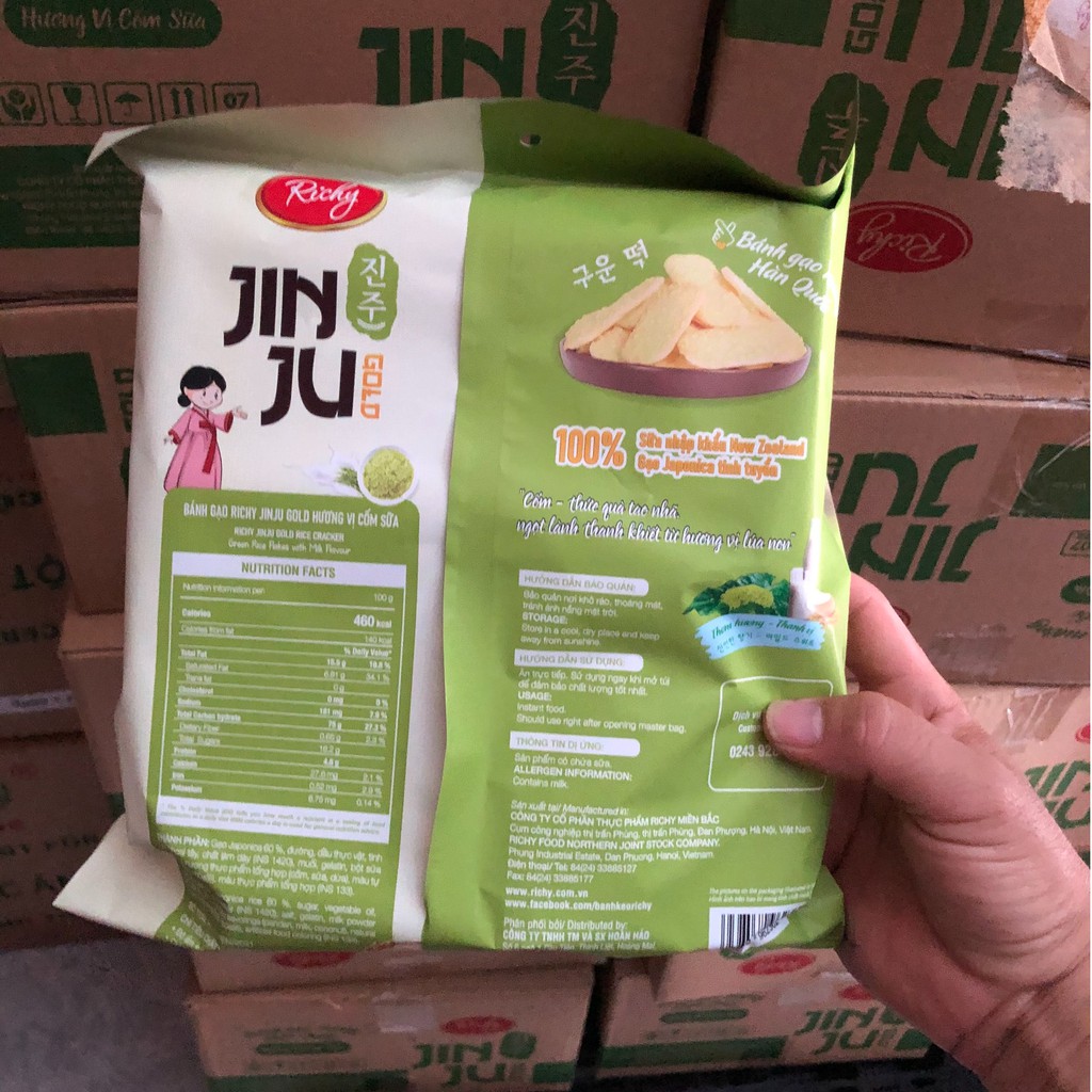 Bánh gạo Jinju hương vị cốm sữa 145gr( 16 gói/1 túi)