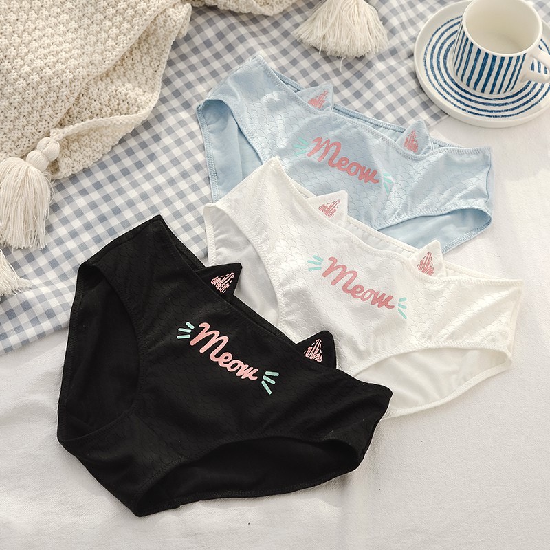 Quần Lót Nữ Cotton Tai Mèo Siêu Dễ Thương Cao Cấp Freesize Chíp Nữ Co Giãn Thoải Mái Mainia Shop