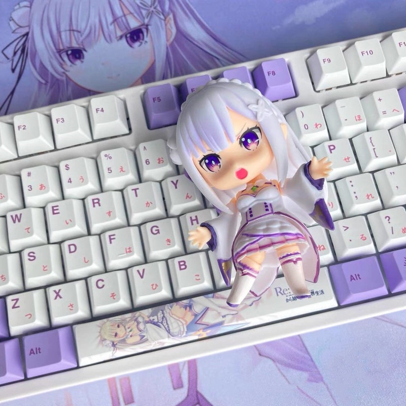 Emilia keycap Cherry Profile Re: zero theme anime PBT Dye thăng hoa bàn phím cơ học keycap