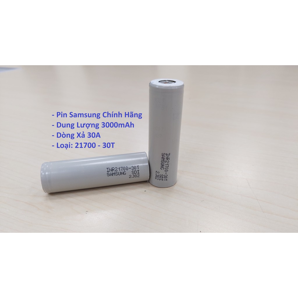 Pin Lithium Samsung Chính Hãng INR21700-30T Dòng Xả 35A, Dung Lượng 3000mAh.