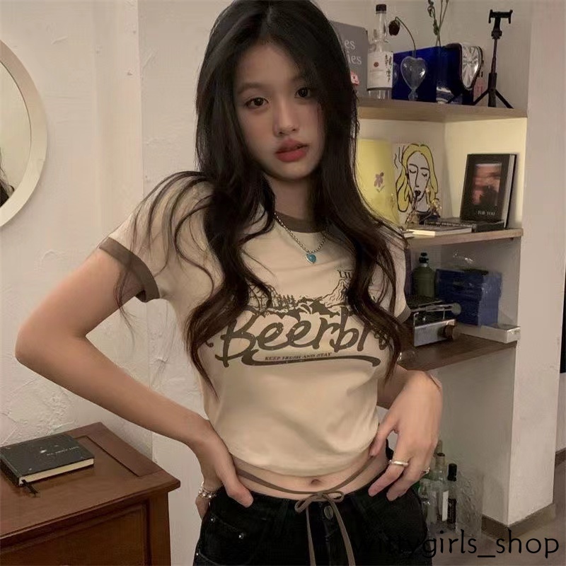 Wittygirls-áo Croptop Tay Ngắn Thời Trang Mùa Hè Cho Nữ