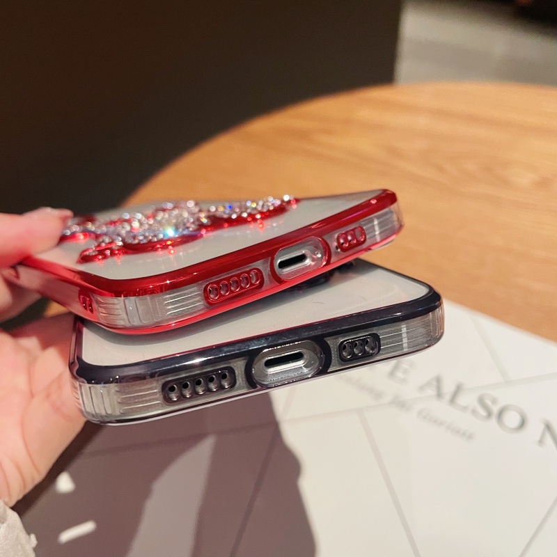 Ốp Điện Thoại TPU Dẻo Mạ Điện Họa Tiết Chú Gấu Dễ Thương Cho iPhone 14 13 12 11 Pro Max