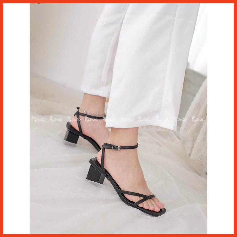 Sandal cao gót nữ 5p đế vuông quai mảnh thời trang